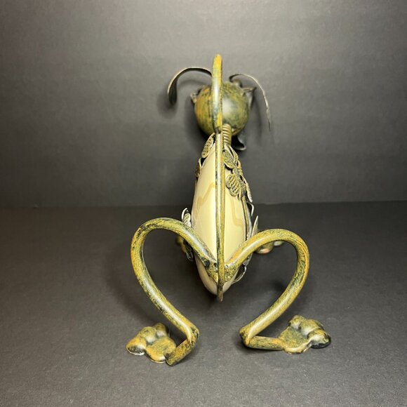 Unique Whimsical Metal Tin Floral Art Pottery Ceramic Dog Figure w/ Sunglasses - Picture 6 of 8